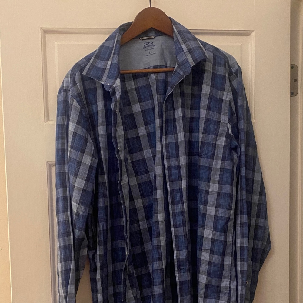 Izod Navy and Light Blue Checkered Shirt